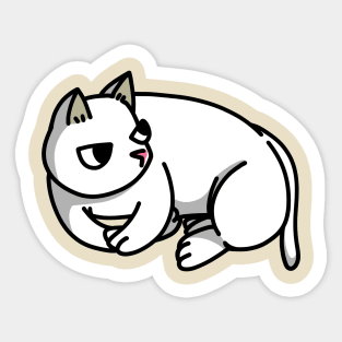 cute white cat lying down graphic neko Sticker